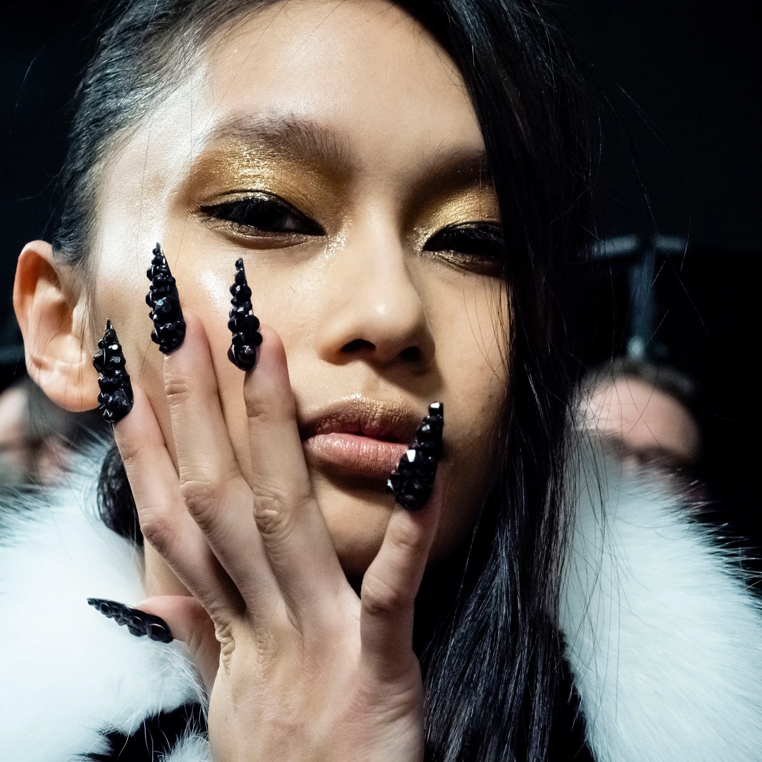 Dark Glamour: The Rise of 3D Textured Stiletto Nails