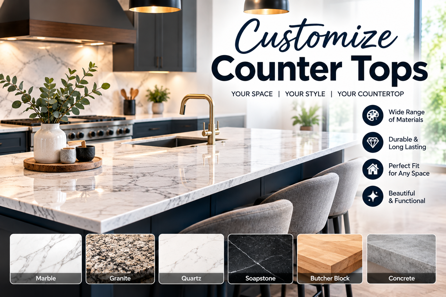 Customize Counter Tops for Stylish and Personalized Interior Spaces