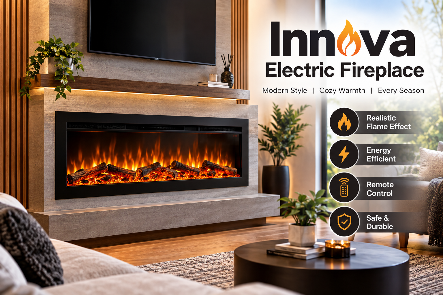 Innova Electric Fireplace for Modern and Comfortable Home Interiors